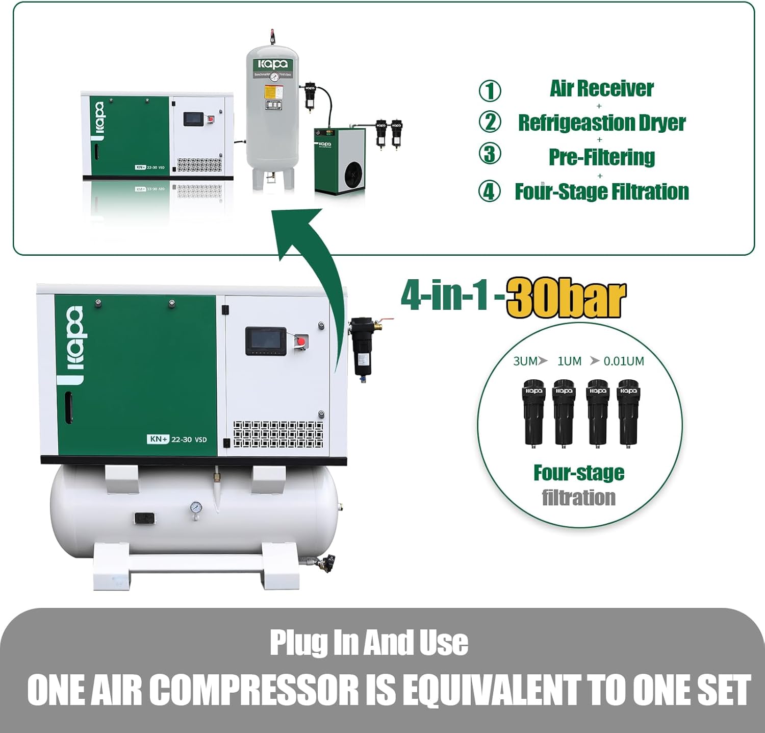Step-by-step guide for kapa 30hp 4-in-1 screw air compressor review,kapa 30 hp rotary screw compressor,4-in-1 air compressor vs traditional,vsd air compressor energy savings,kapa 480v industrial compressor pros cons,best stationary air compressor for small business - complete tutorial