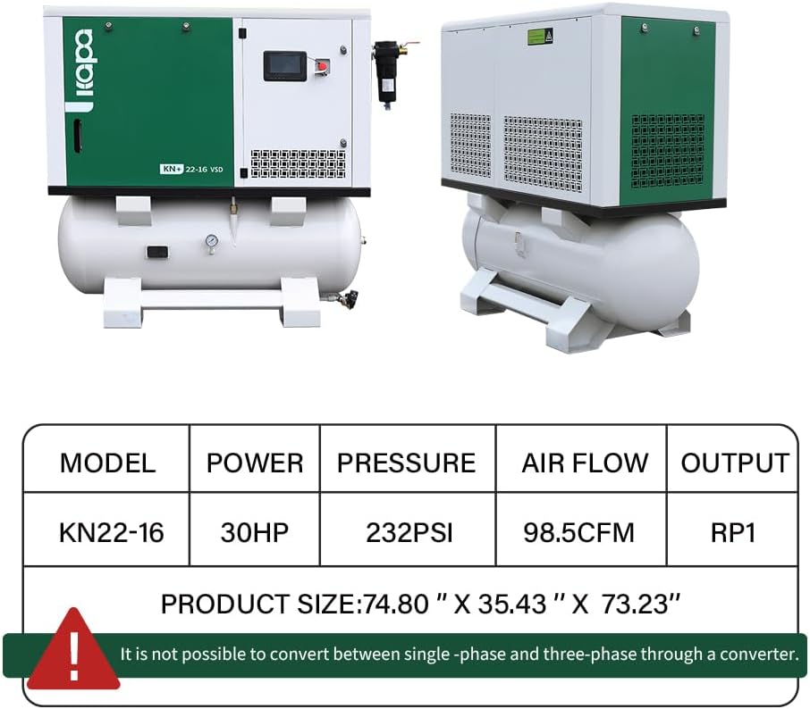 kapa rotary screw air compressor review,kapa 30hp screw compressor pros cons,should i buy kapa rotary screw compressor,kapa vs alternatives screw compressor,best rotary screw air compressor for workshop,kapa 5-in-1 air compressor worth buying unboxing and complete package contents